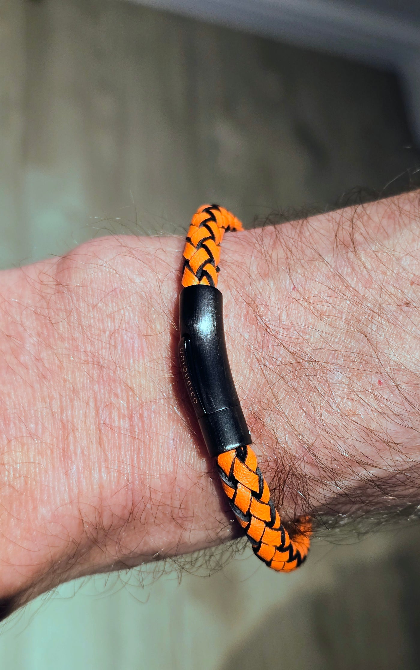 Unique & Co Orange Black Edge Suede Leather Bracelet