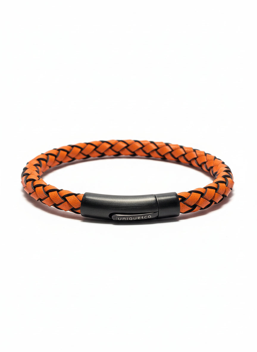 Unique & Co Orange Black Edge Suede Leather Bracelet