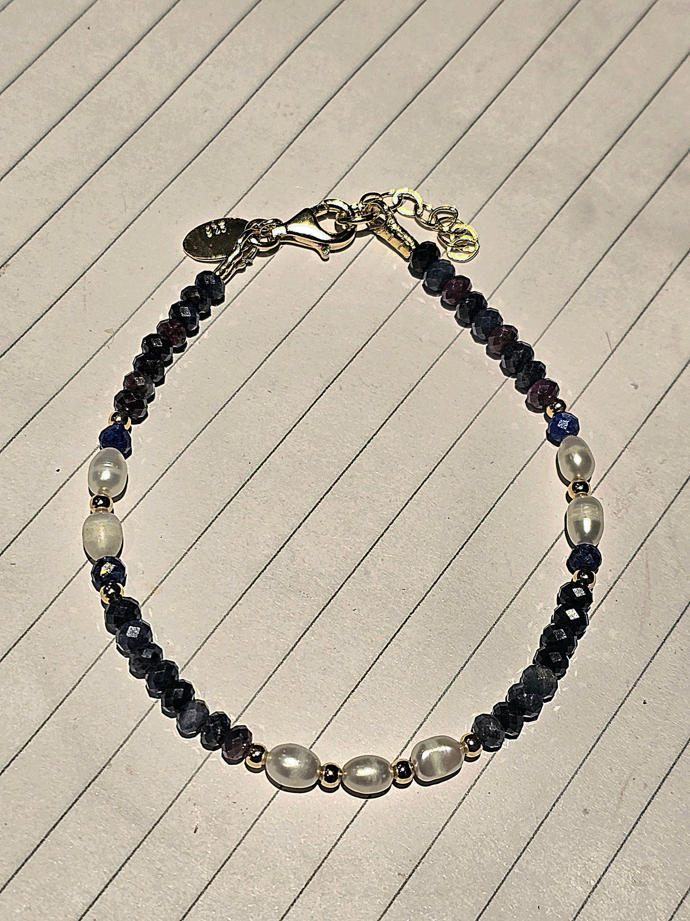 Gold Vermeil Pearl Gemstone Beaded Bracelet