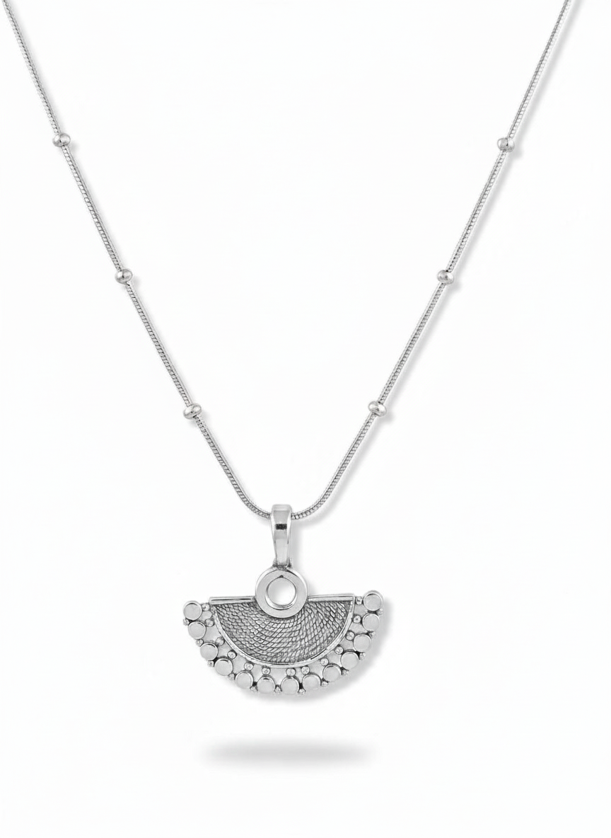 Sterling Silver Small Wirework Fan Pendant Necklace