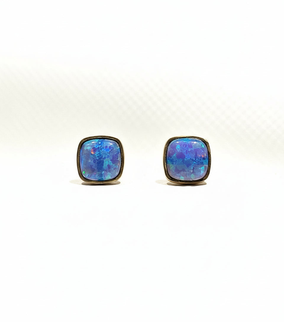 Yaron Morhaim Gold Opal Cushion Stud Earrings
