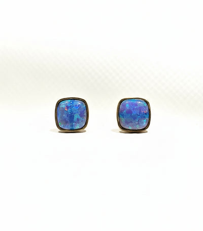 Yaron Morhaim Gold Opal Cushion Stud Earrings