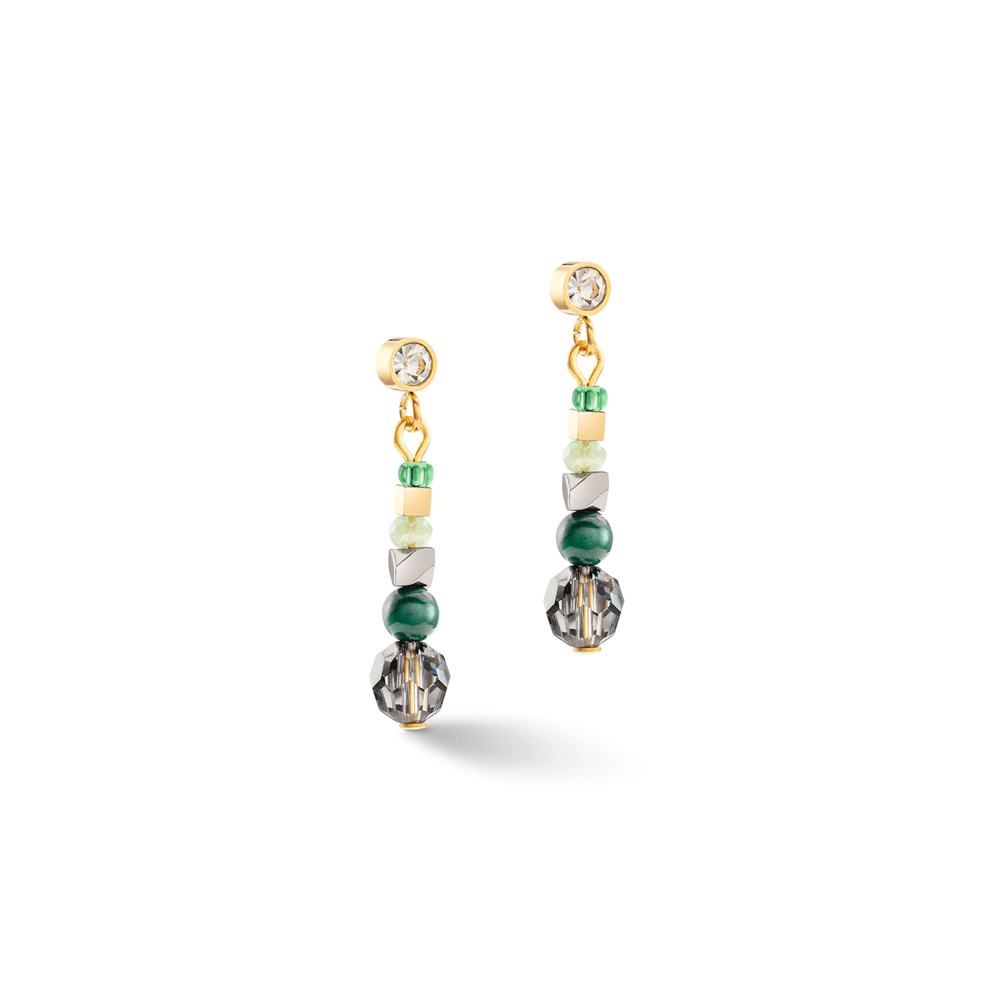 Coeur De Lion Amulet Gold and Green Earrings - Rococo Jewellery