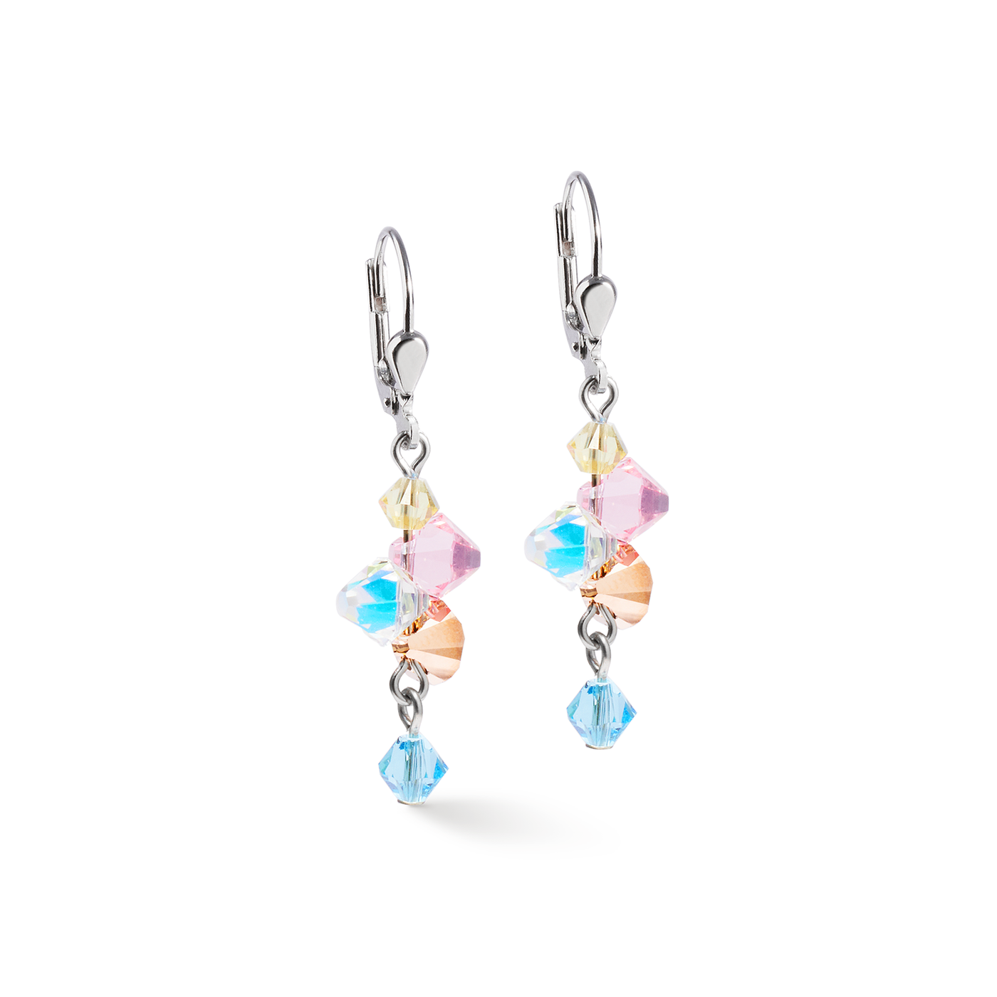 Coeur De Lion Silver Pastel Crystal Drop Earrings