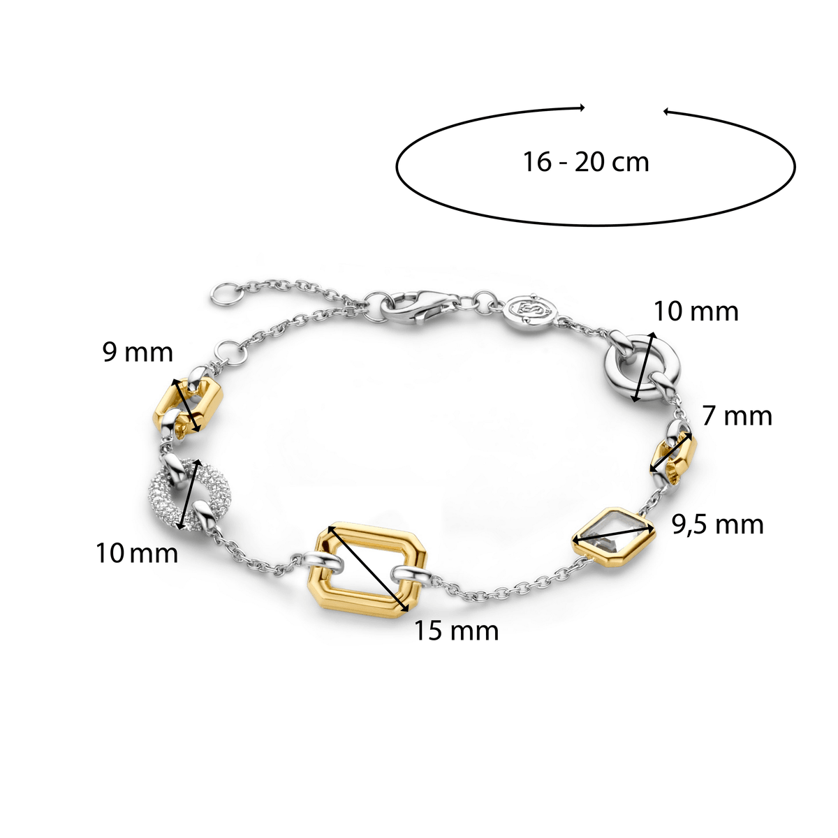 Ti Sento 18ct Gold Vermeil Silver Shapes Bracelet - Rococo Jewellery