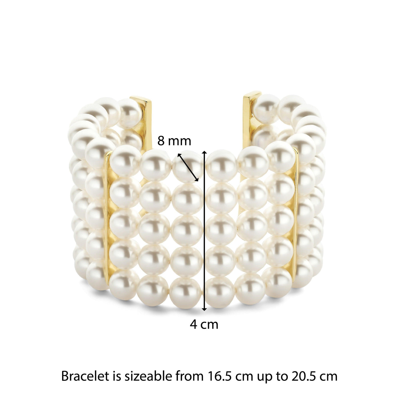 Ti Sento Yellow Gold Vermeil Multi Strand Pearl Bracelet - Rococo Jewellery