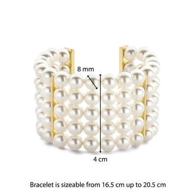 Ti Sento Yellow Gold Vermeil Multi Strand Pearl Bracelet - Rococo Jewellery