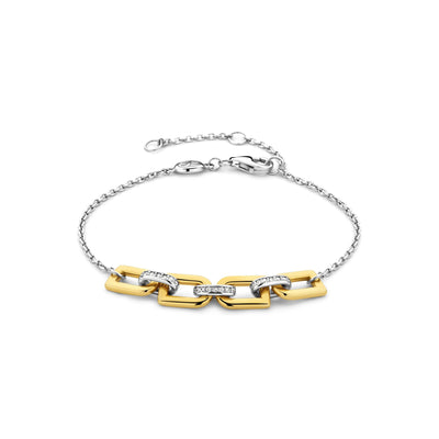 Ti Sento Gold Silver and Cubic Zirconia Link Bracelet - Rococo Jewellery