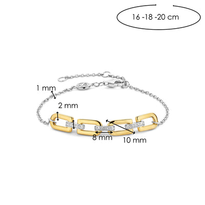 Ti Sento Gold Silver and Cubic Zirconia Link Bracelet