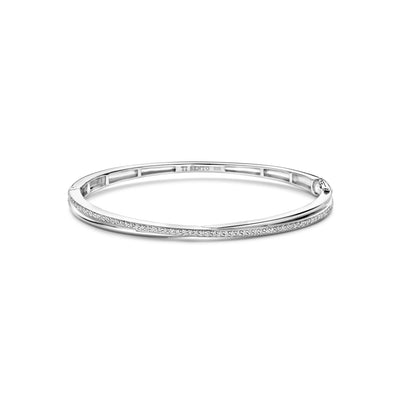 Ti Sento Silver Cubic Zirconia Intertwined Bands Bangle