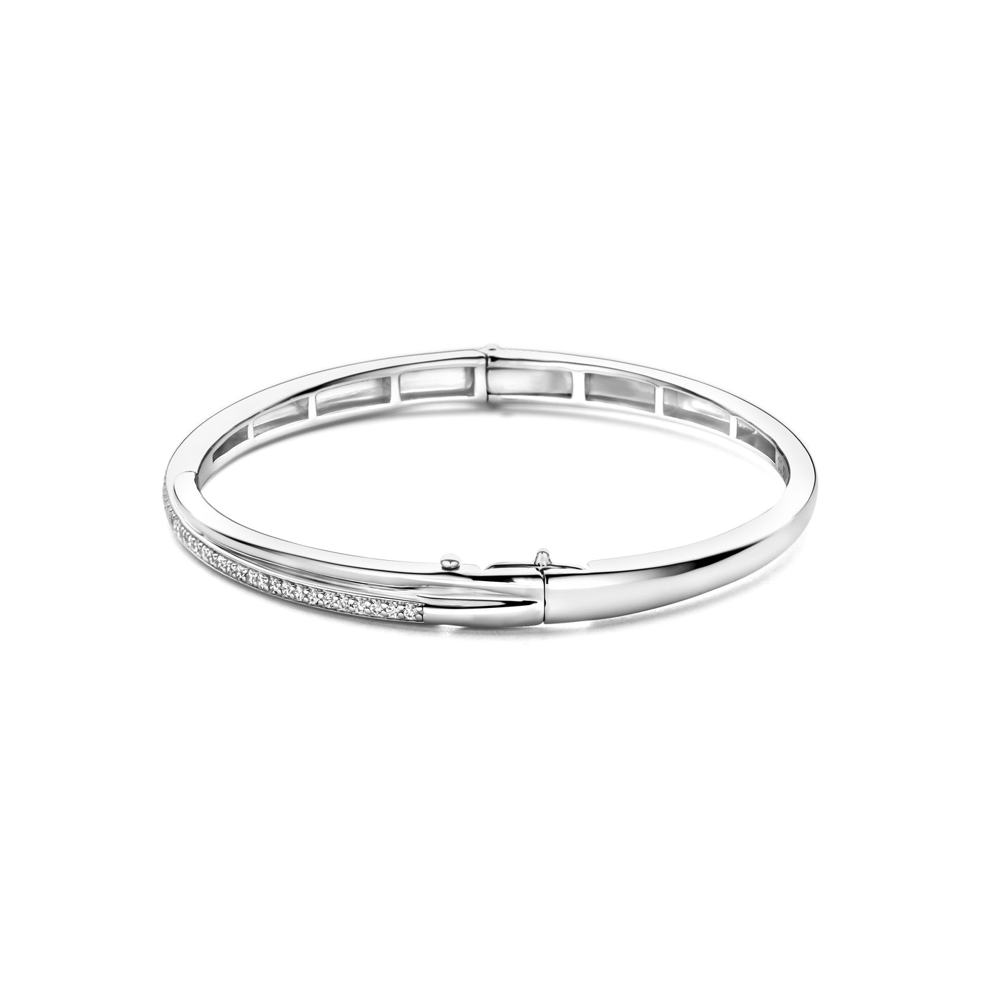 Ti Sento Silver Cubic Zirconia Intertwined Bands Bangle