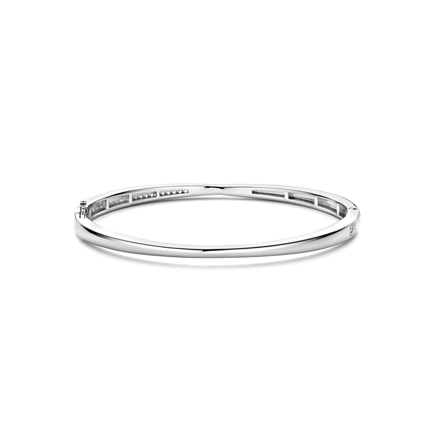 Ti Sento Silver Cubic Zirconia Intertwined Bands Bangle