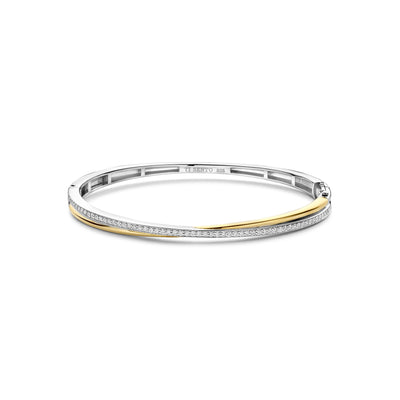 Ti Sento Gold Silver Cubic Zirconia Bangle