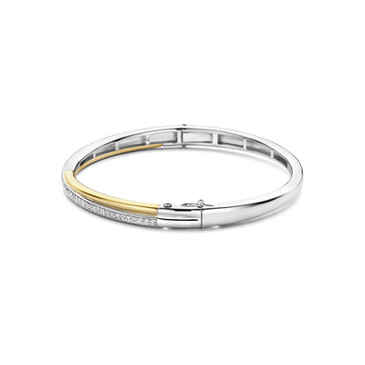 Ti Sento Gold Silver Cubic Zirconia Bangle