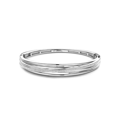 Ti Sento Silver Cubic Zirconia 4 Band Bangle