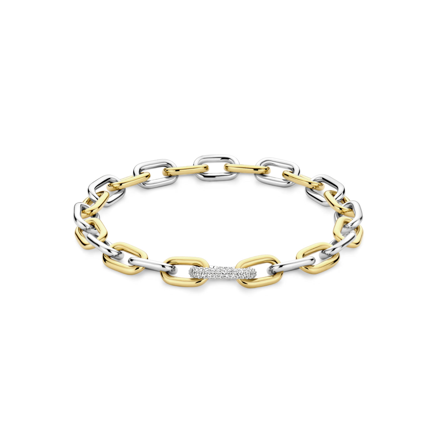 Ti Sento Gold Silver Cubic Zirconia Chain Link Bracelet