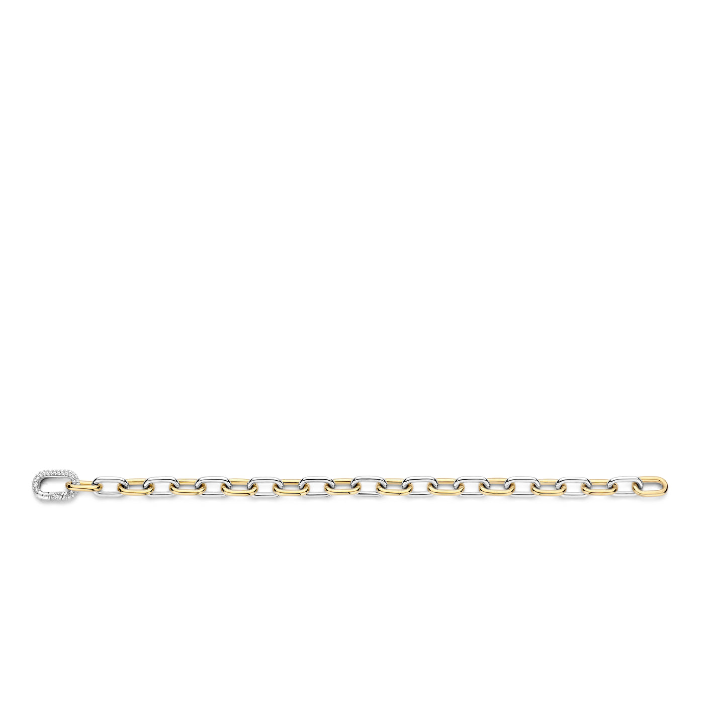 Ti Sento Gold Silver Cubic Zirconia Chain Link Bracelet