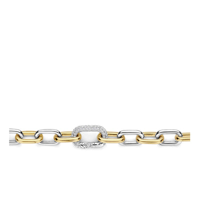 Ti Sento Gold Silver Cubic Zirconia Chain Link Bracelet