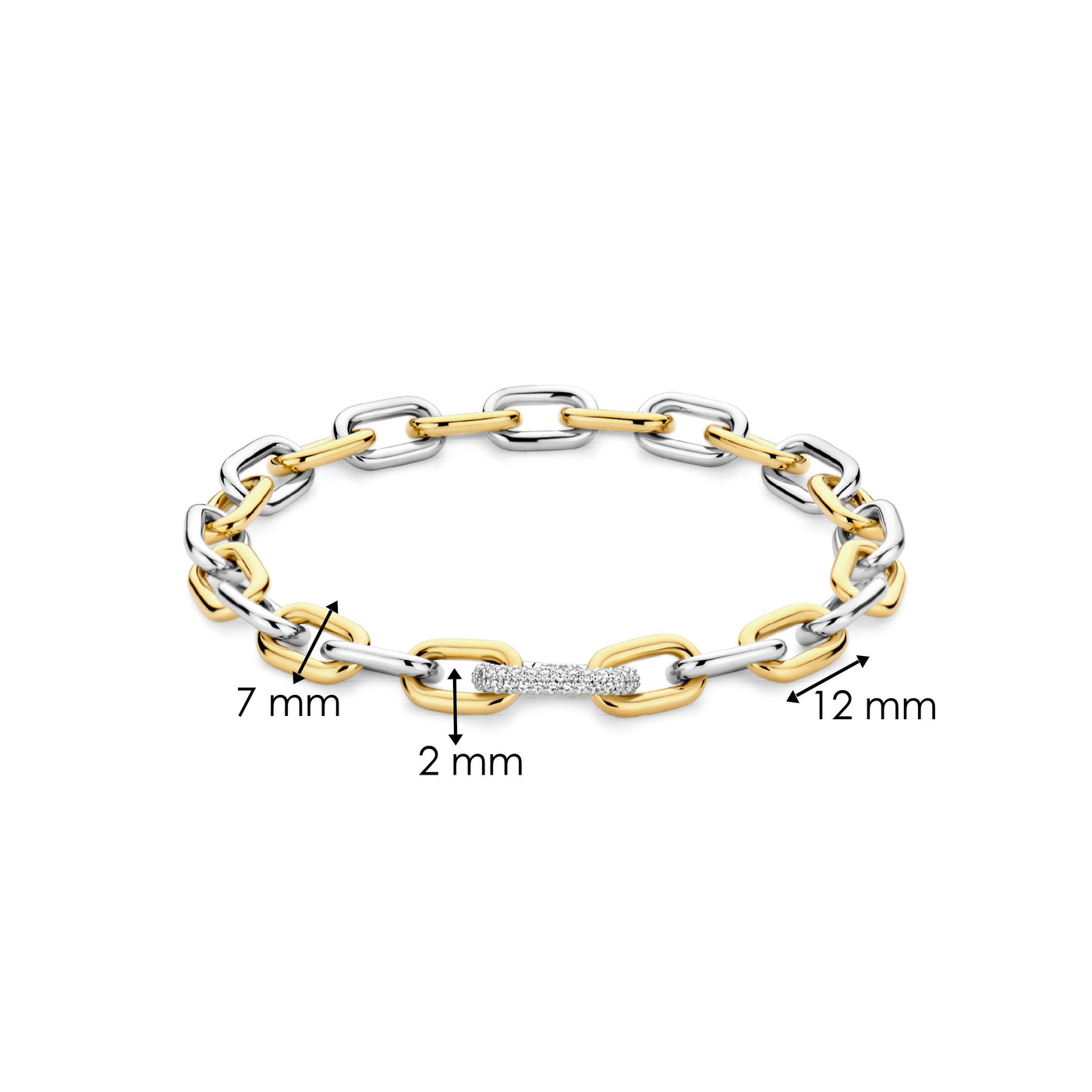 Ti Sento Gold Silver Cubic Zirconia Chain Link Bracelet