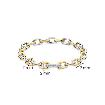 Ti Sento Gold Silver Cubic Zirconia Chain Link Bracelet