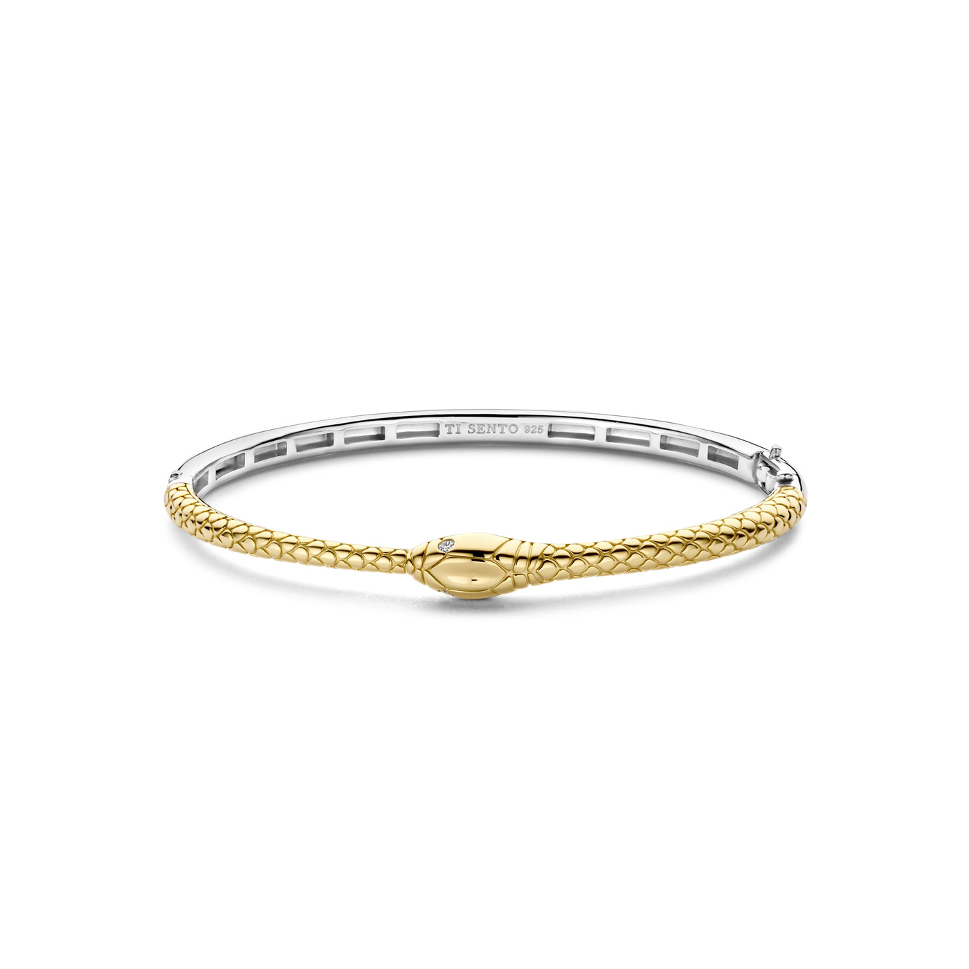 Ti Sento Gold Cubic Zirconia Snake Bangle