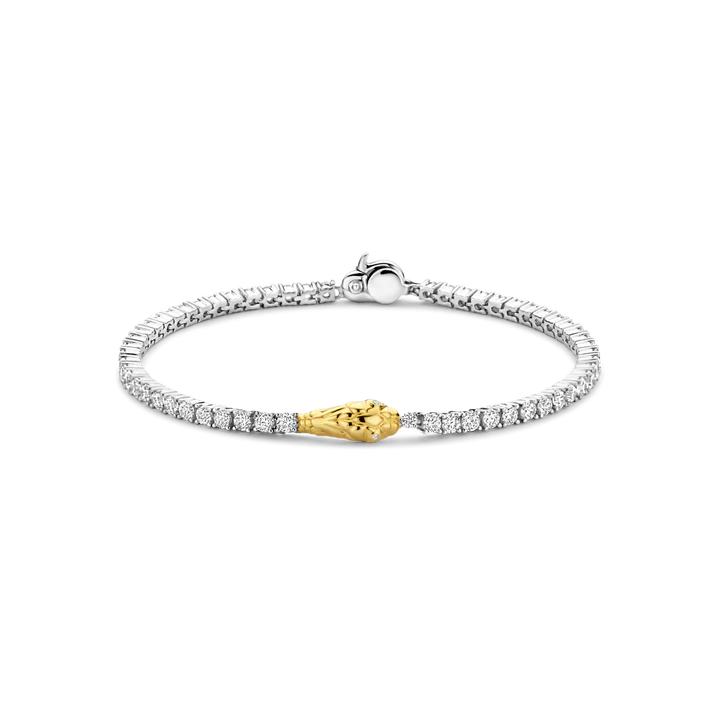 Ti Sento Silver Gold Cubic Zirconia Snake Tennis Bracelet