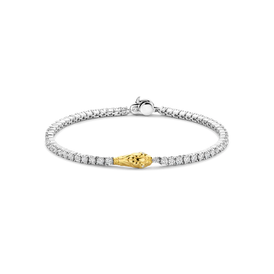 Ti Sento Silver Gold Cubic Zirconia Snake Tennis Bracelet