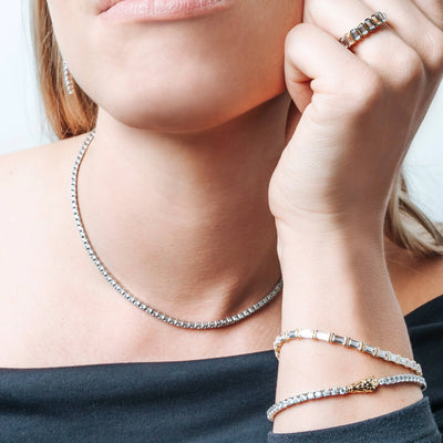 Ti Sento Silver Gold Cubic Zirconia Snake Tennis Bracelet