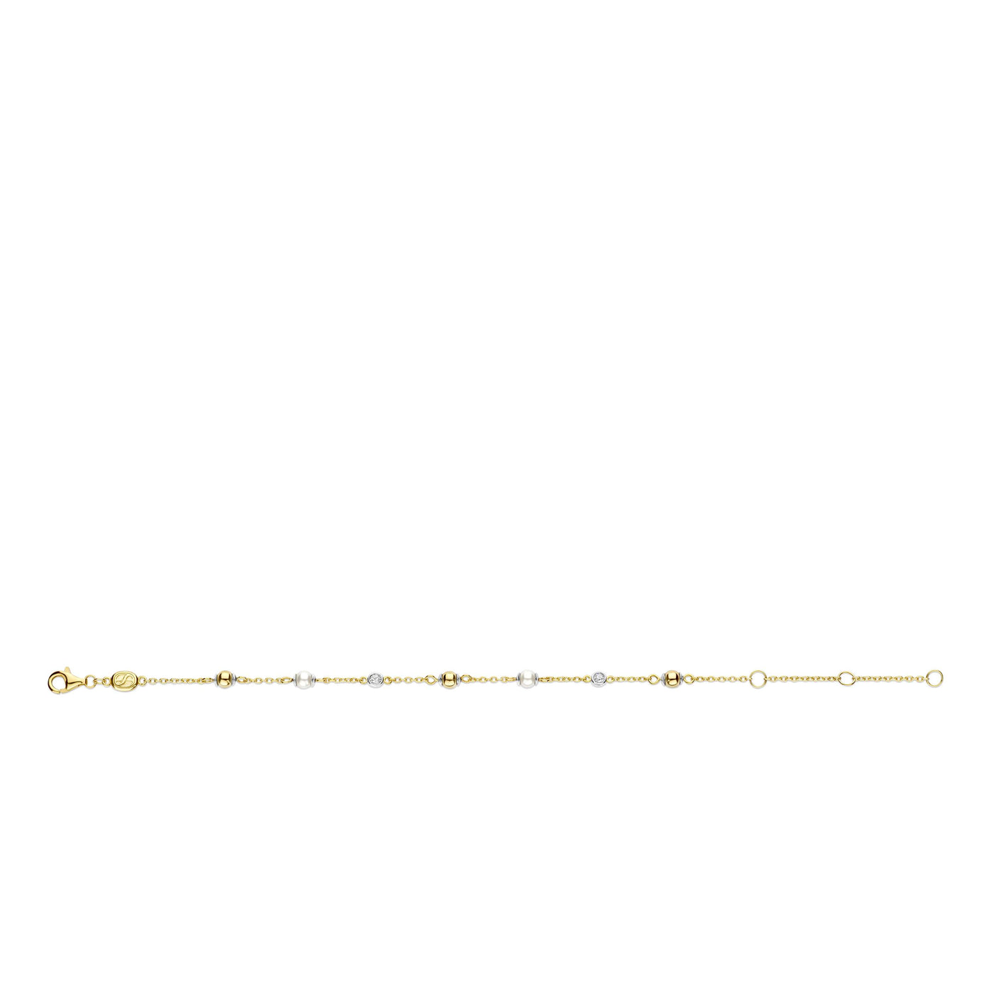 Ti Sento Gold Vermeil Cubic Zirconia Pearl Chain Bracelet