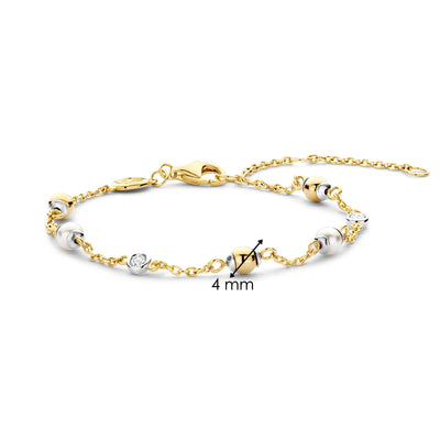 Ti Sento Gold Vermeil Cubic Zirconia Pearl Chain Bracelet