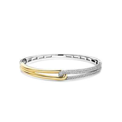 Ti Sento Gold Silver Zirconia Bangle
