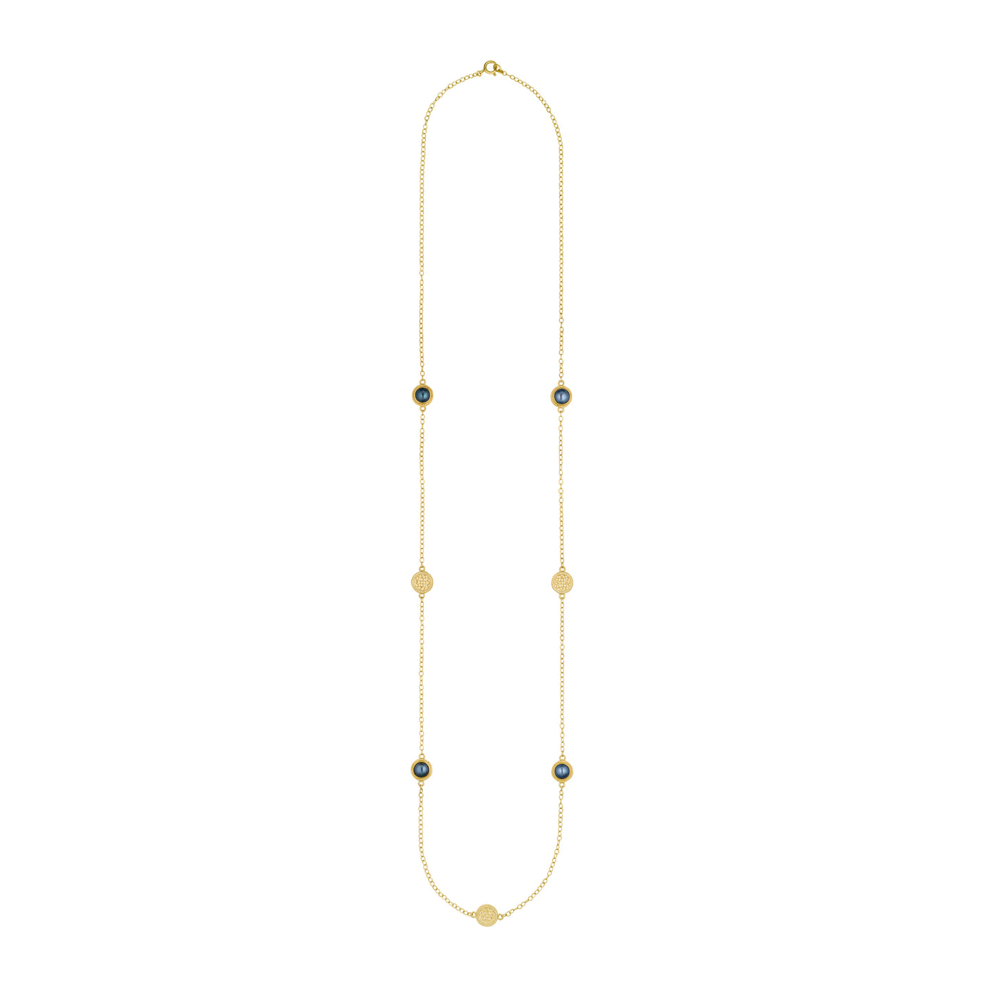 Anna Beck Gold Blue Pearl Station Necklace