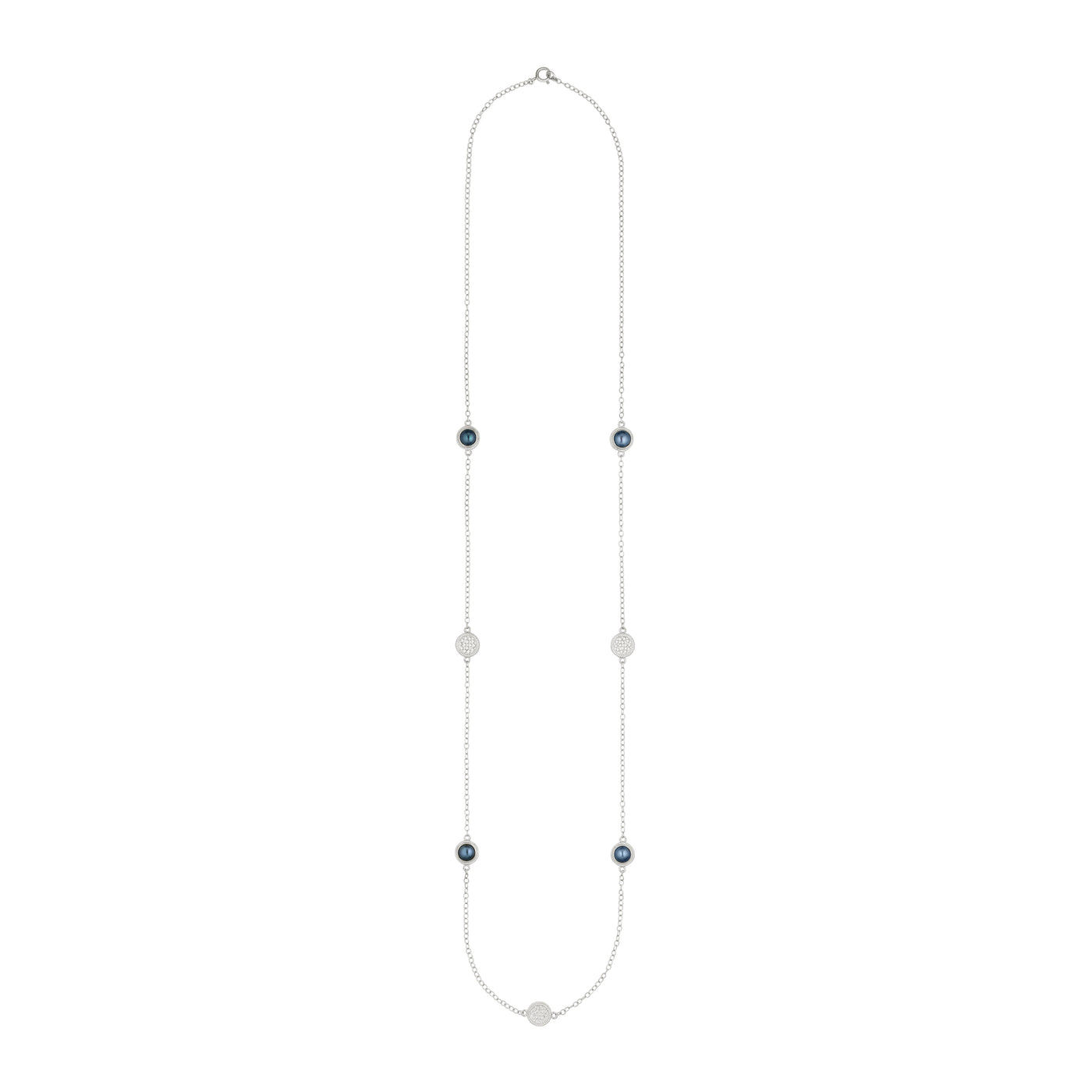 Anna Beck Silver Blue Pearl Station Necklace