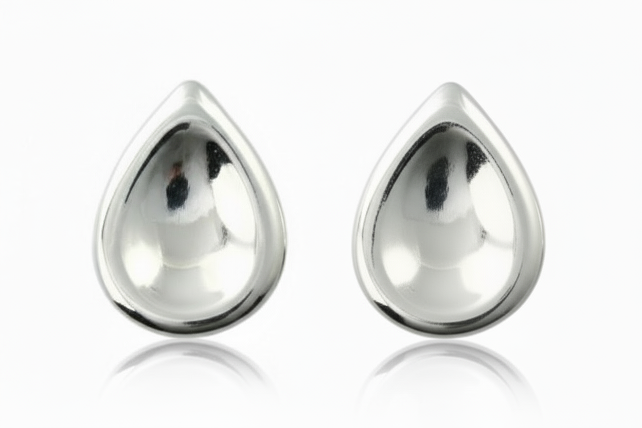 Sterling Silver Reflective Teardrop Clip On Earrings