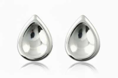 Sterling Silver Reflective Teardrop Clip On Earrings