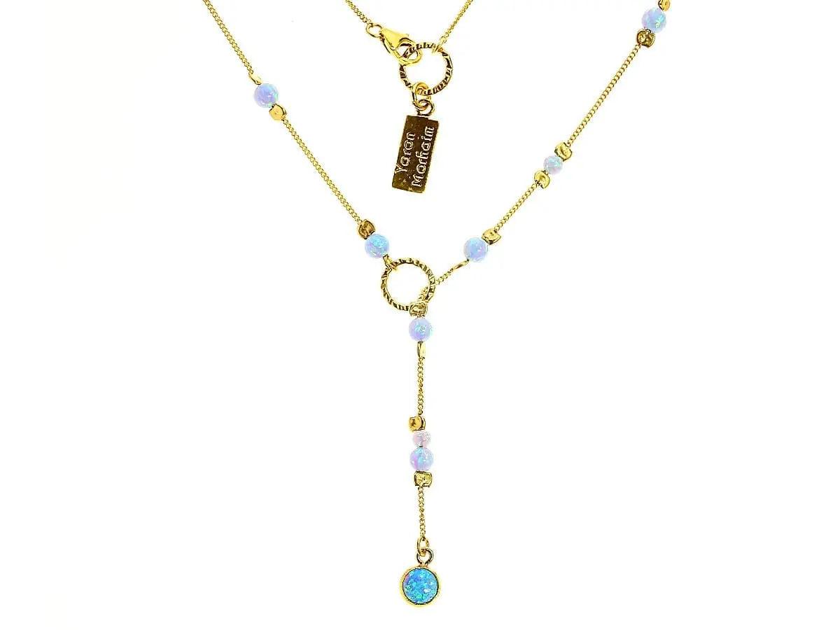 Yaron Morhaim 14ct Rolled Gold and Opal Drop Necklace - Rococo Jewellery