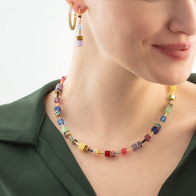 Coeur De Lion GeoCUBE® Iconic Gold Multicoloured Necklace