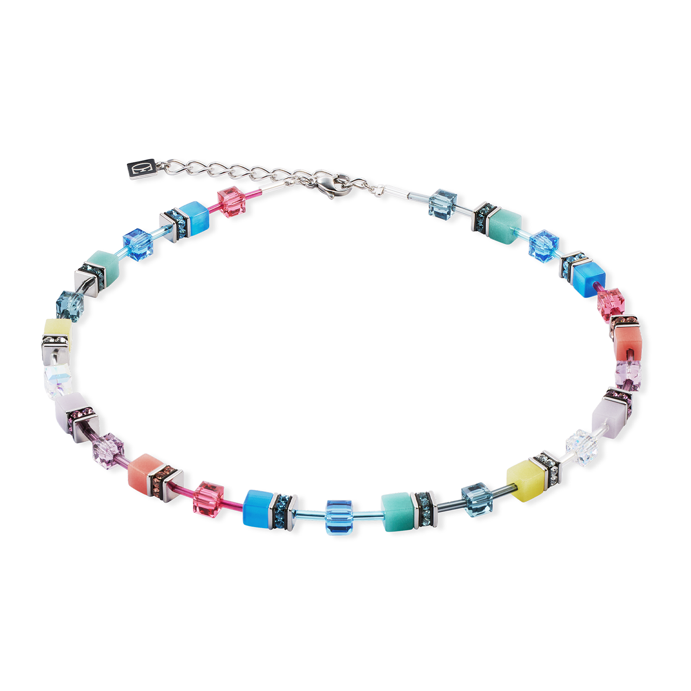 Coeur De Lion GeoCUBE® Iconic Silver Multicoloured Necklace