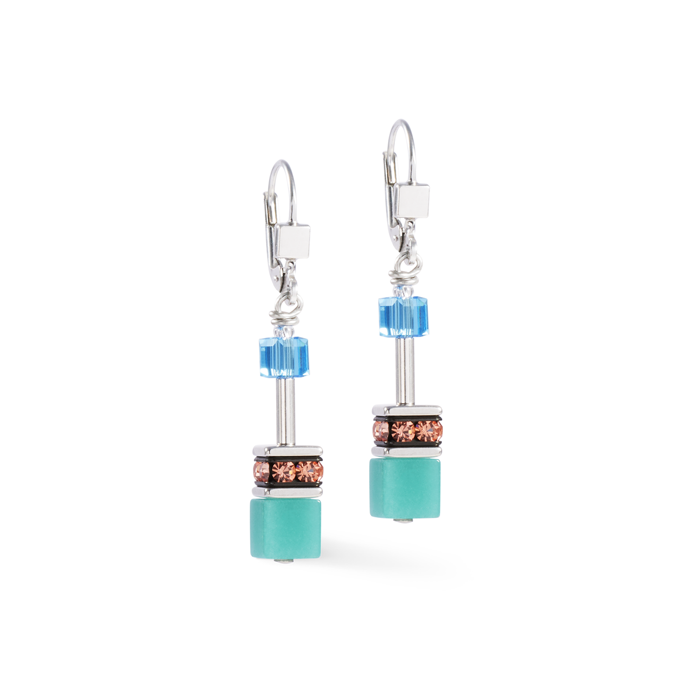 Coeur De Lion GeoCUBE® Iconic Silver Multicoloured Earrings