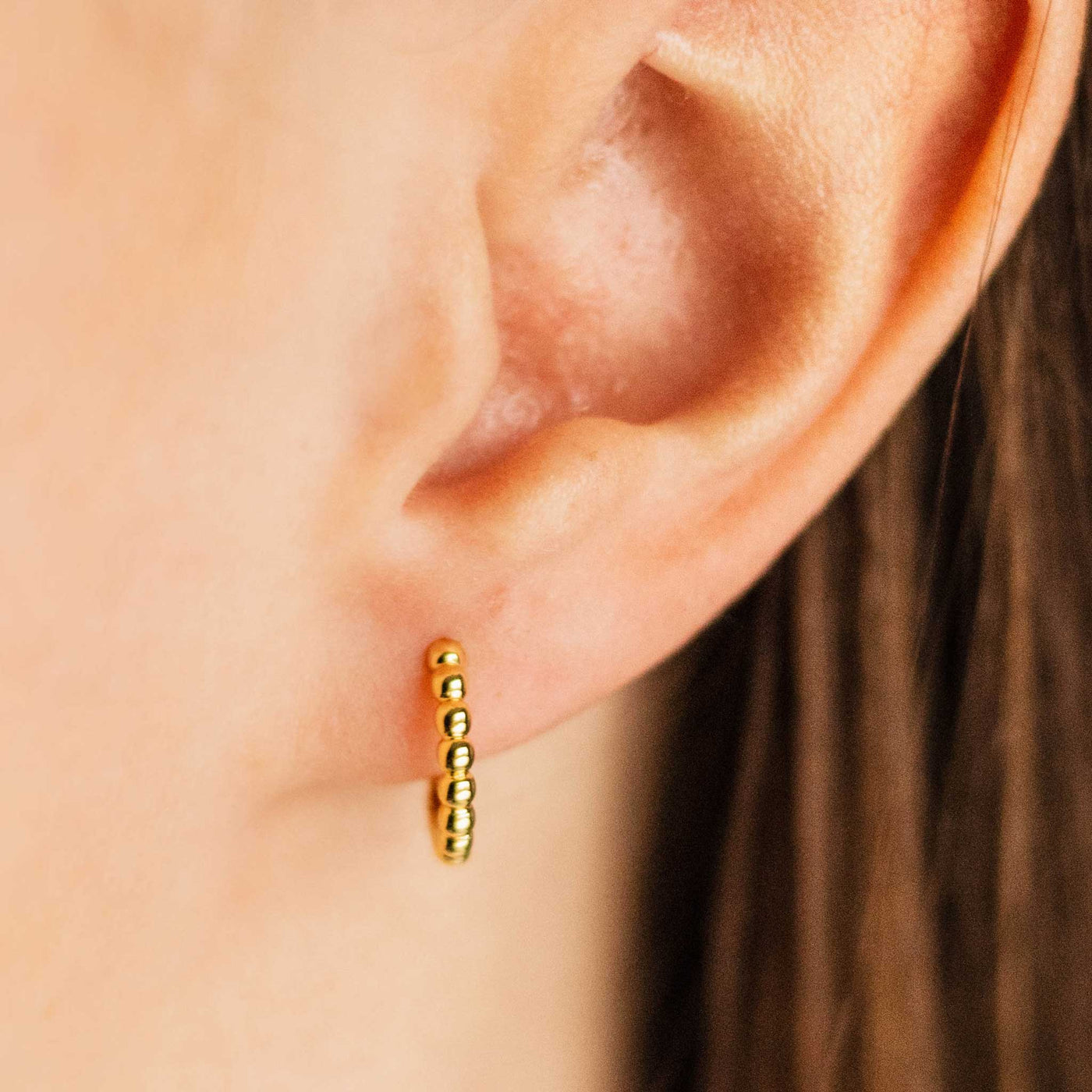 Gold Vermeil Yellow Gold Beaded Hoops
