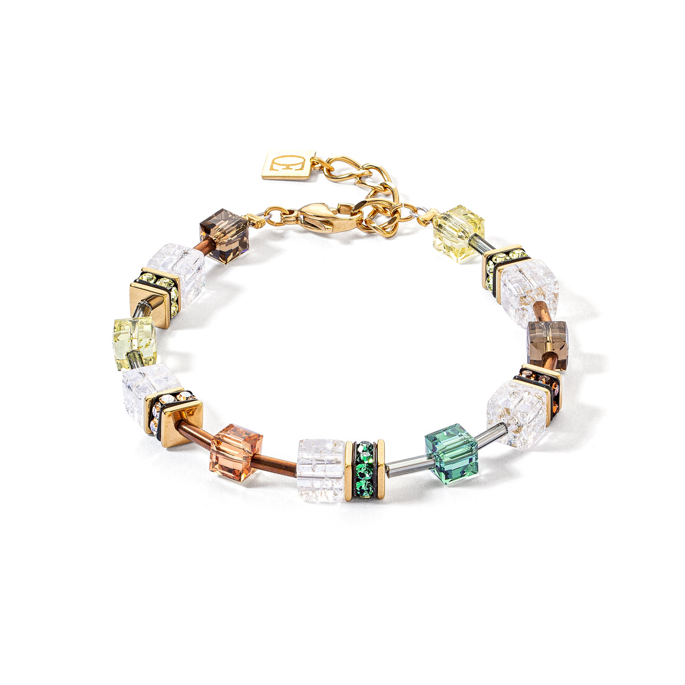 Coeur De Lion GeoCUBE® Iconic Nature Gold Brown White Bracelet