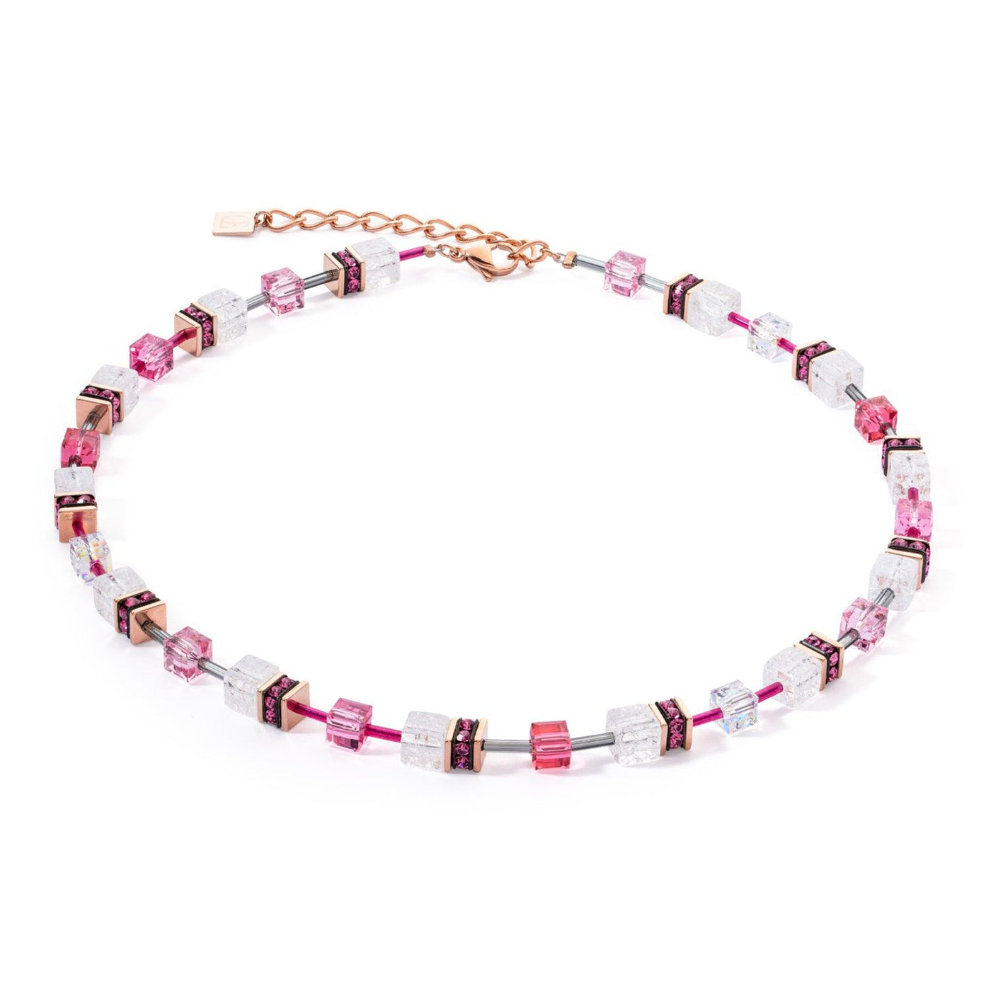 Coeur De Lion GeoCUBE® Iconic Nature Pink White Necklace - Rococo Jewellery