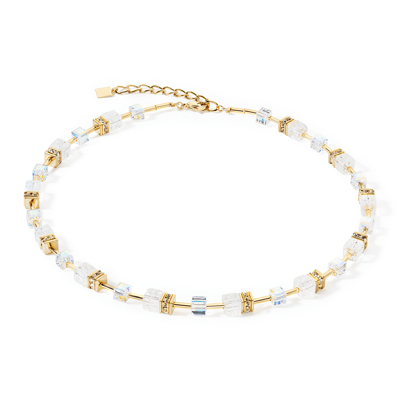 Coeur De Lion GeoCUBE® Iconic Nature Gold and White Necklace - Rococo Jewellery