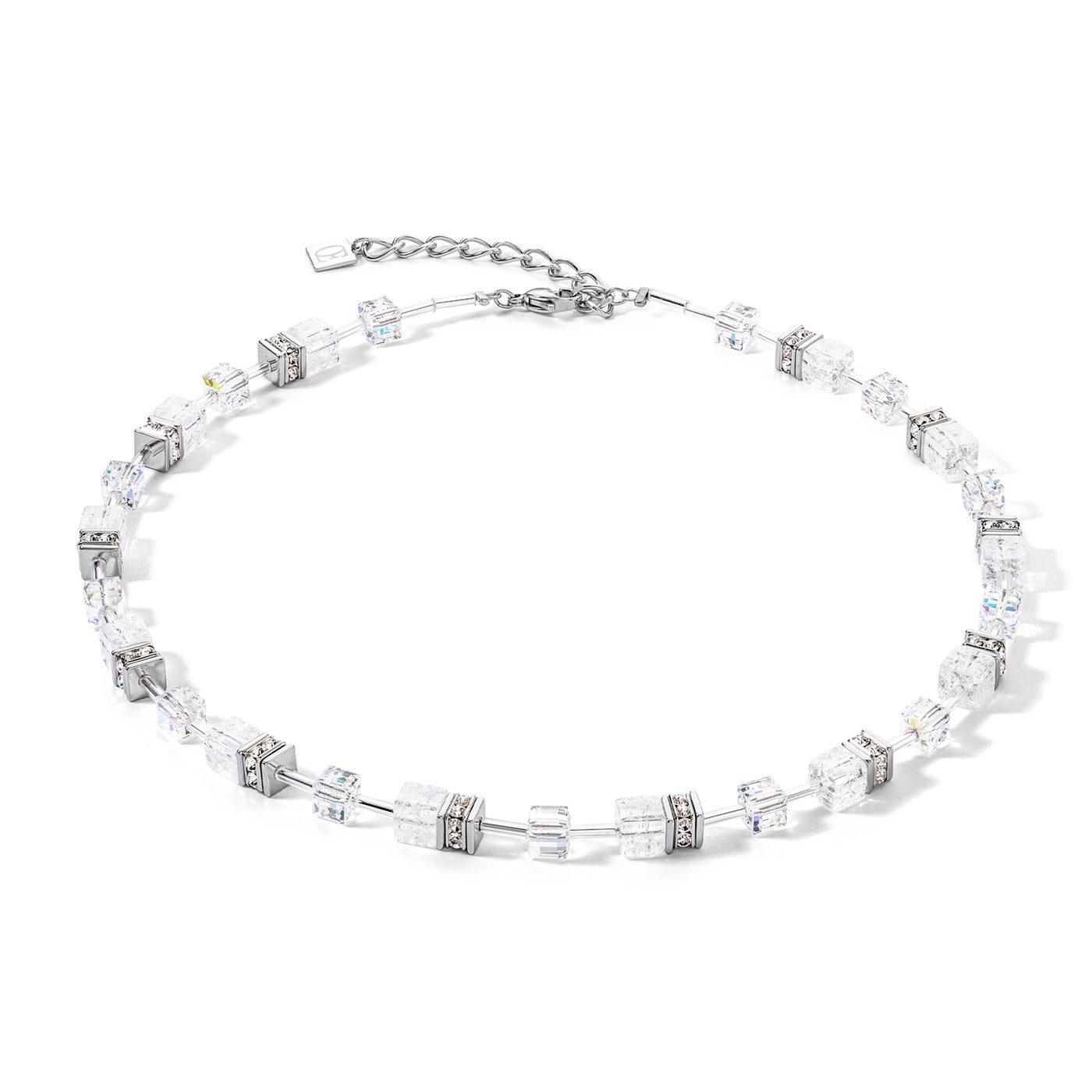 Coeur De Lion GeoCUBE® Iconic Silver-White Necklace