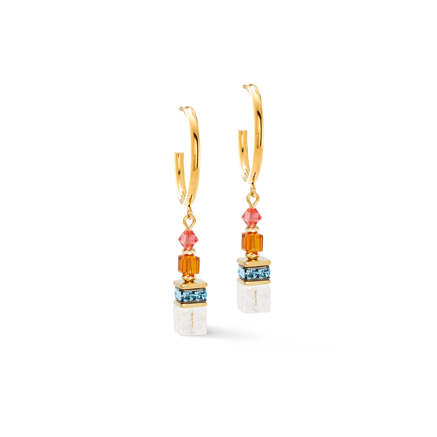 Coeur De Lion GeoCUBE® Fusion Gold Sunset Hoop Earrings