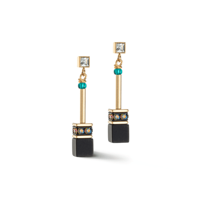 Coeur De Lion GeoCUBE® Iconic Nature Black Multicolour Chain Earrings - Rococo Jewellery