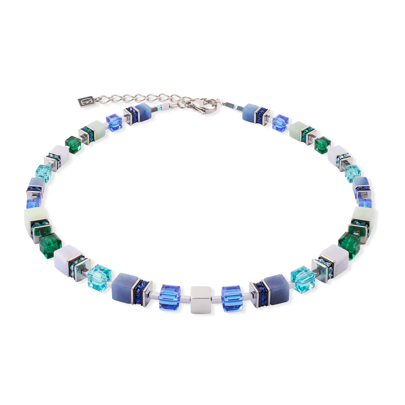 Coeur De Lion GeoCUBE® Precious Silver-Ocean Necklace