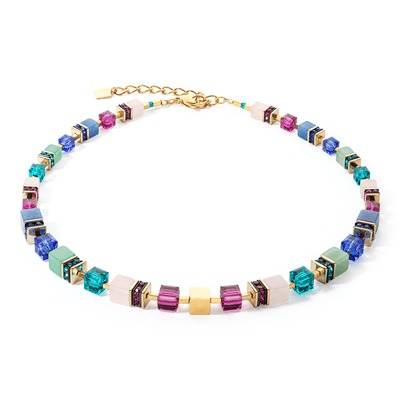 Coeur De Lion GeoCUBE® Precious Statement Gold Multicolour Necklace - Rococo Jewellery