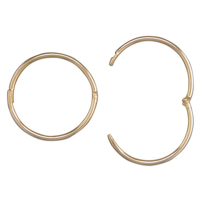 9ct Gold 1.5cm Sleeper Hoop Earrings - Rococo Jewellery