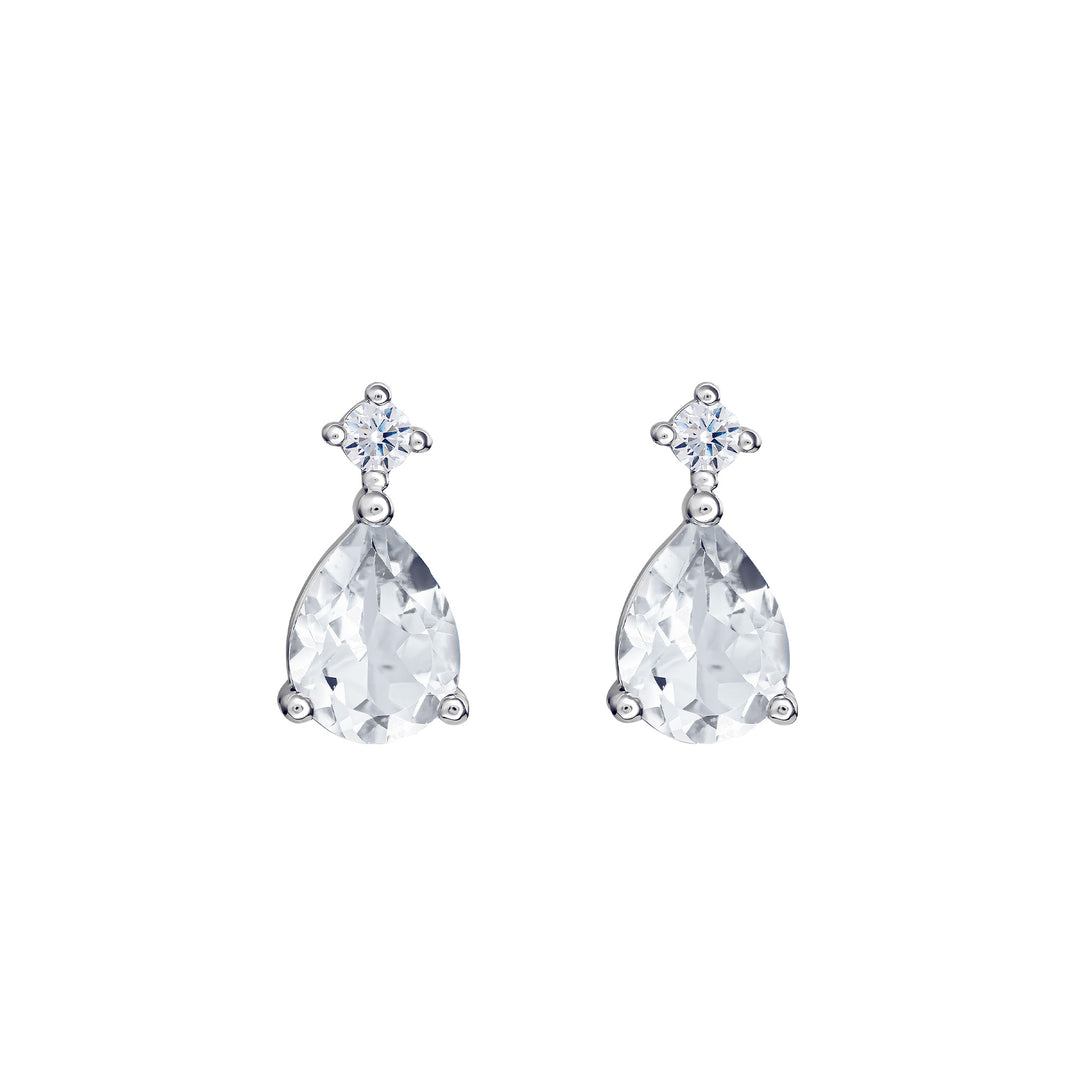 Sterling Silver Cubic Zirconia Teardrop Stud Earrings – Rococo